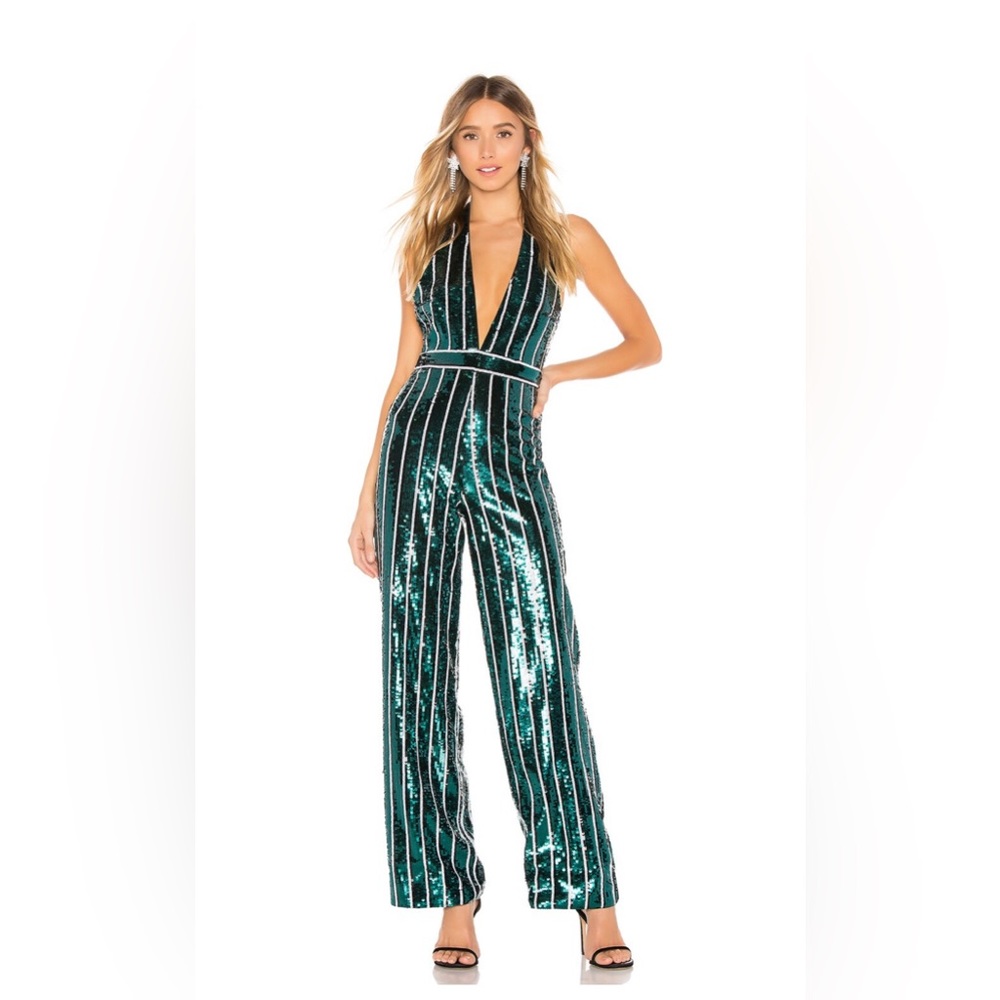 Revolve NBD x Naven Charlotte Jumpsuit in Teal Stripe